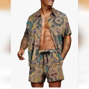 Coofandy Mens 3 Piece Matching Shirt, Shorts, Hat
